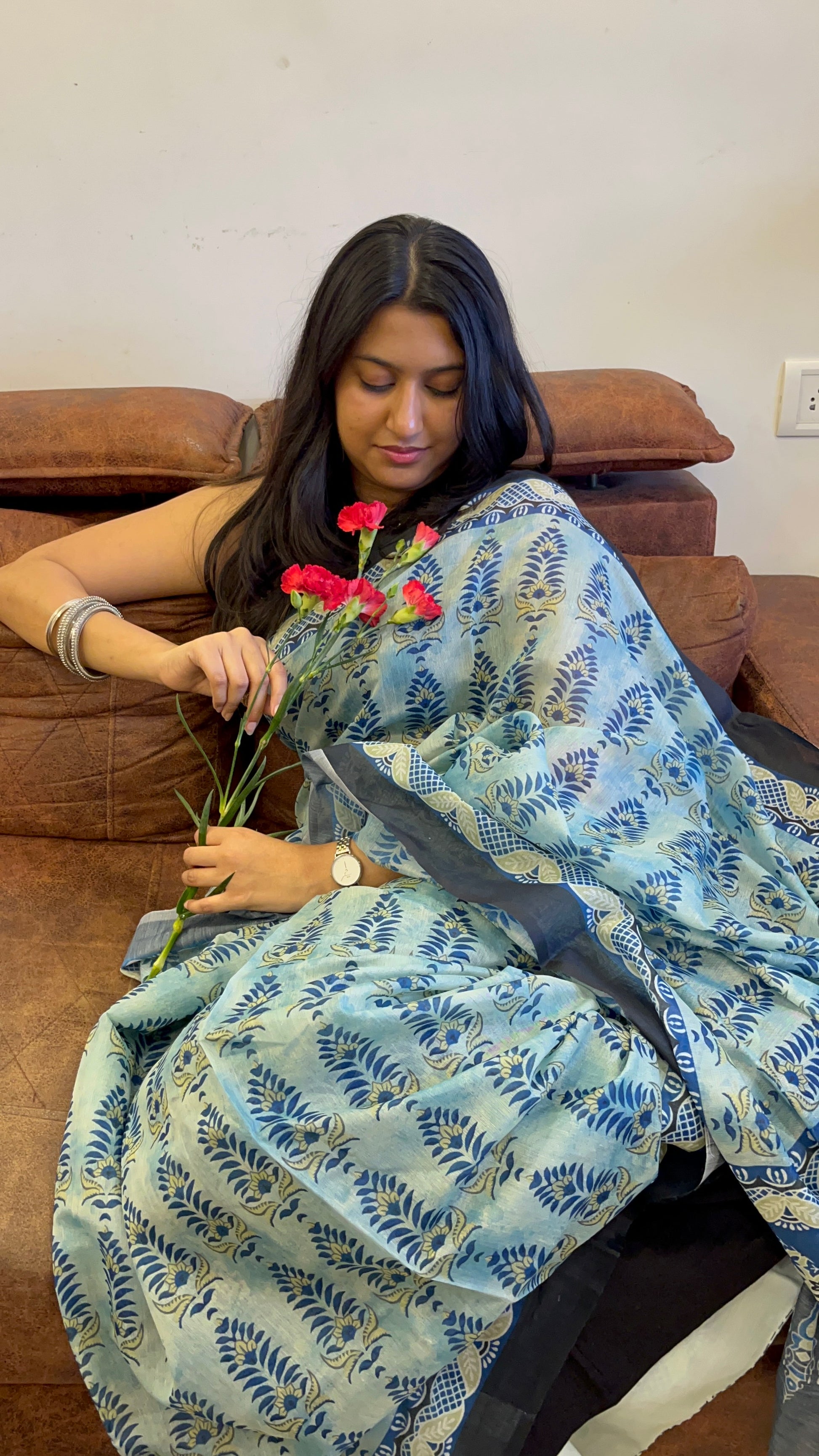 Ice Blue Saree 🧊