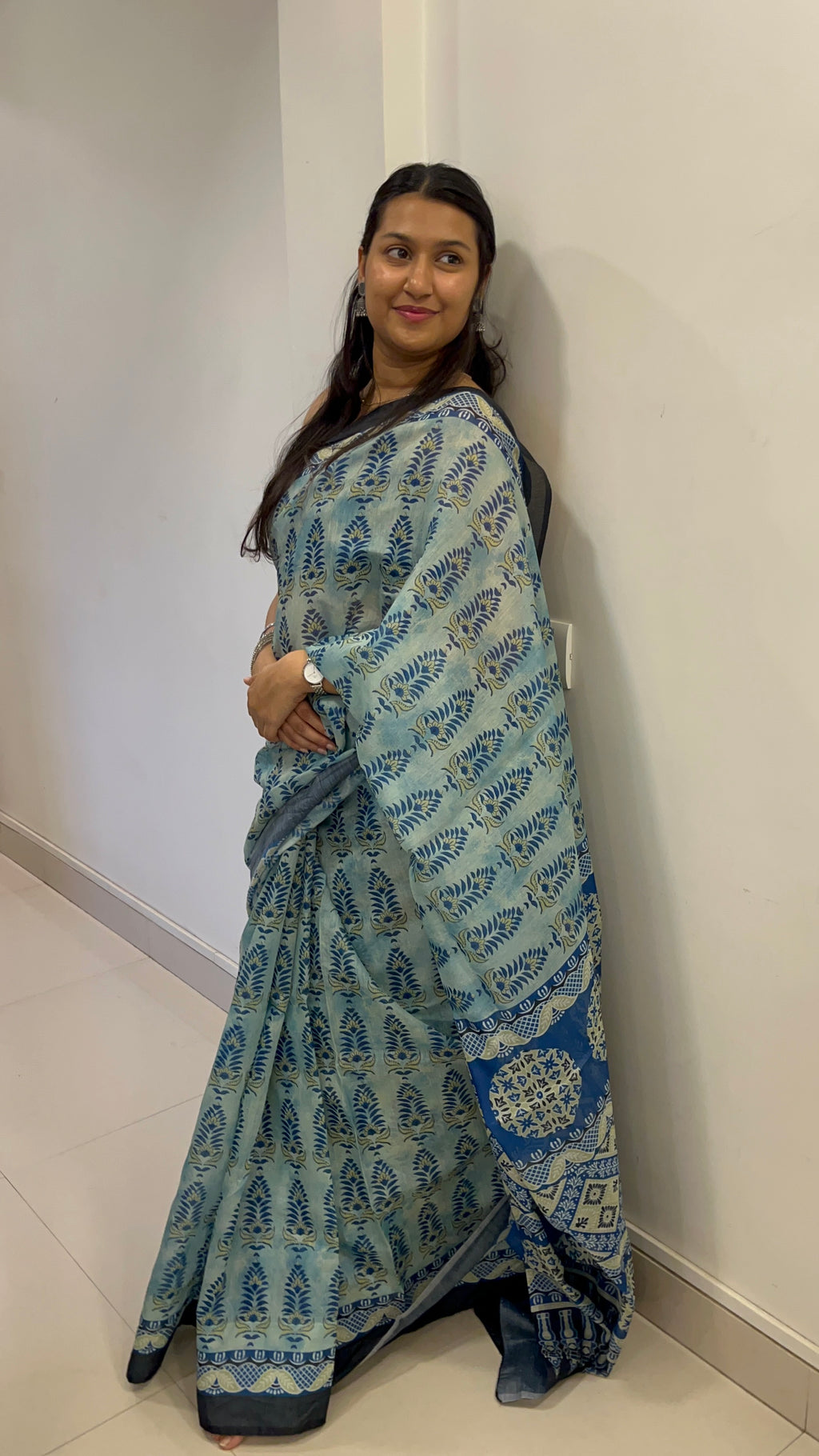 Ice Blue Saree 🧊